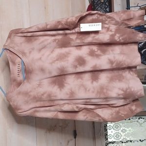NWT- LACAUSA- LARGE- BROWN TYE DYE CREWNECK SWEATSHIRT